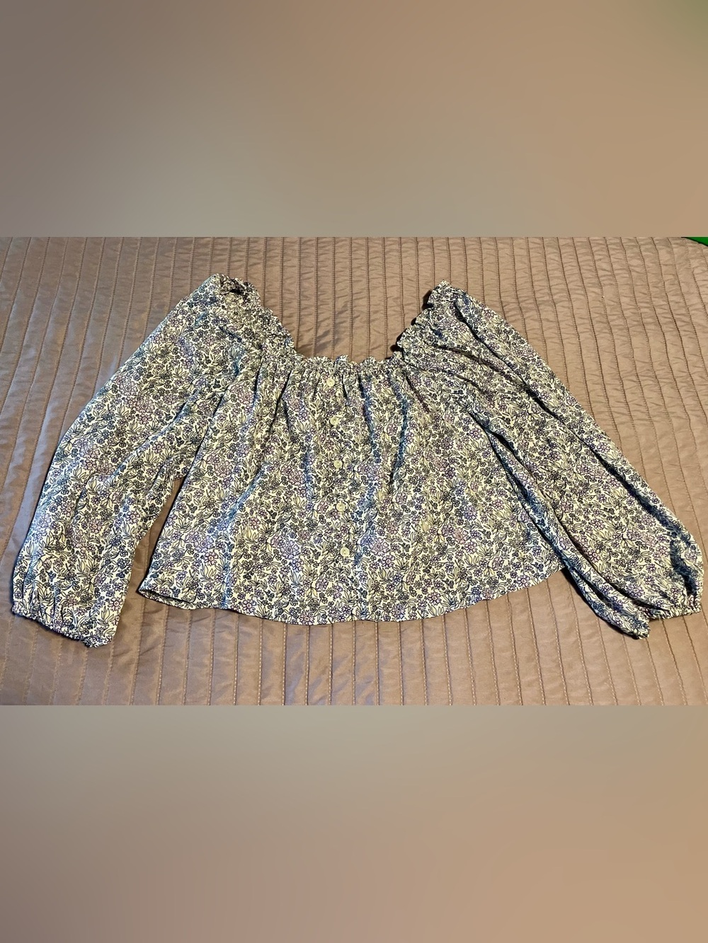 American Eagle Floral Peasant Top Medium Cottagecore Puff Sleeve Crop Top